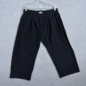 Iridium Women's Large Black Cotton Pull On Wide Leg Crop Textured Pants